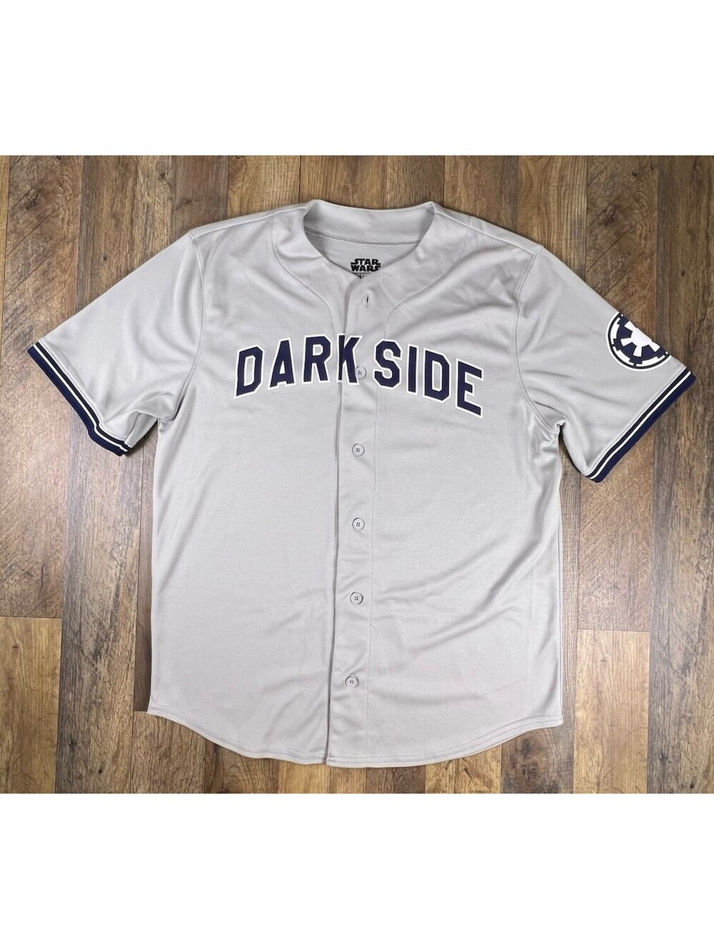 Star Wars Dark Side #77 Baseball Jersey Shirt Button Up Large Darth Vader Gray